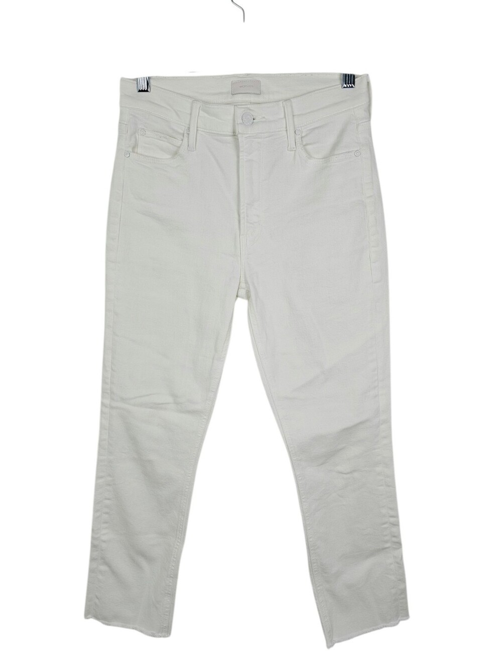 MOTHER Mid Rise Dazzler Ankle Fray in White size 27